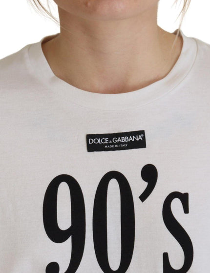 Dolce & Gabbana White 90's Fashion Round Neck Cotton T-shirt - Ellie Belle