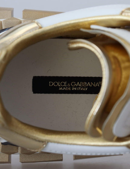 Dolce & Gabbana White and gold Super Queen Leather Shoes - Ellie Belle