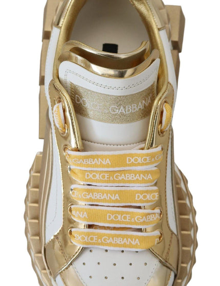 Dolce & Gabbana White and gold Super Queen Leather Shoes - Ellie Belle