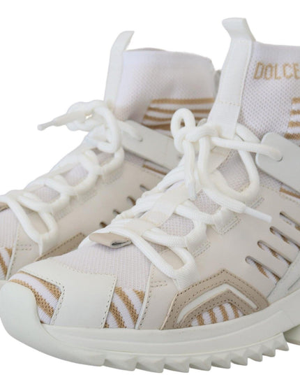 Dolce & Gabbana White Beige Sorrento Sneakers Shoes - Ellie Belle