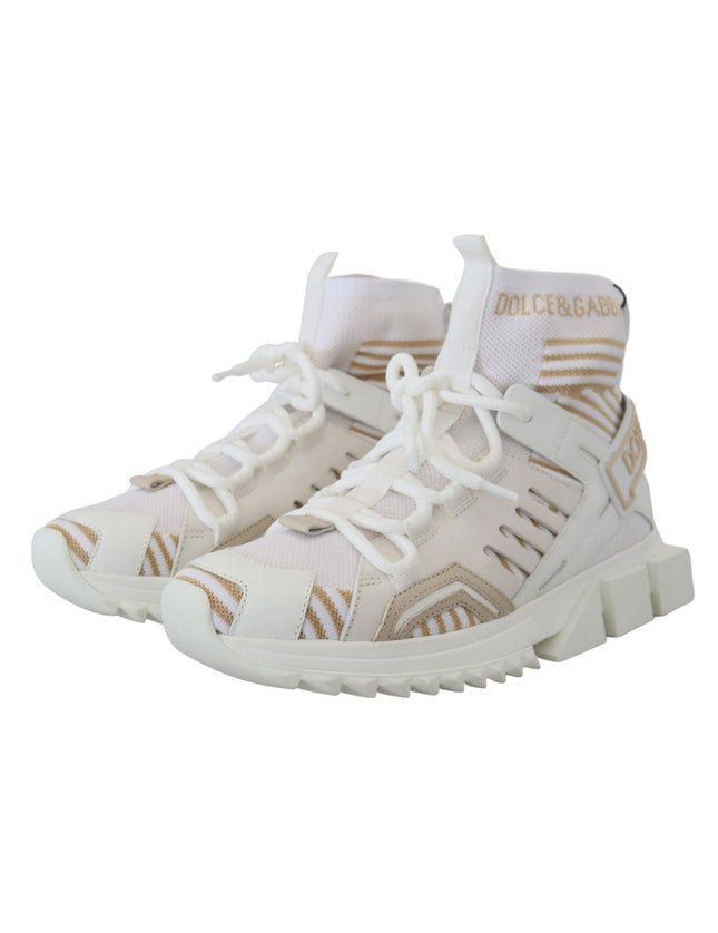 Dolce & Gabbana White Beige Sorrento Sneakers Shoes - Ellie Belle