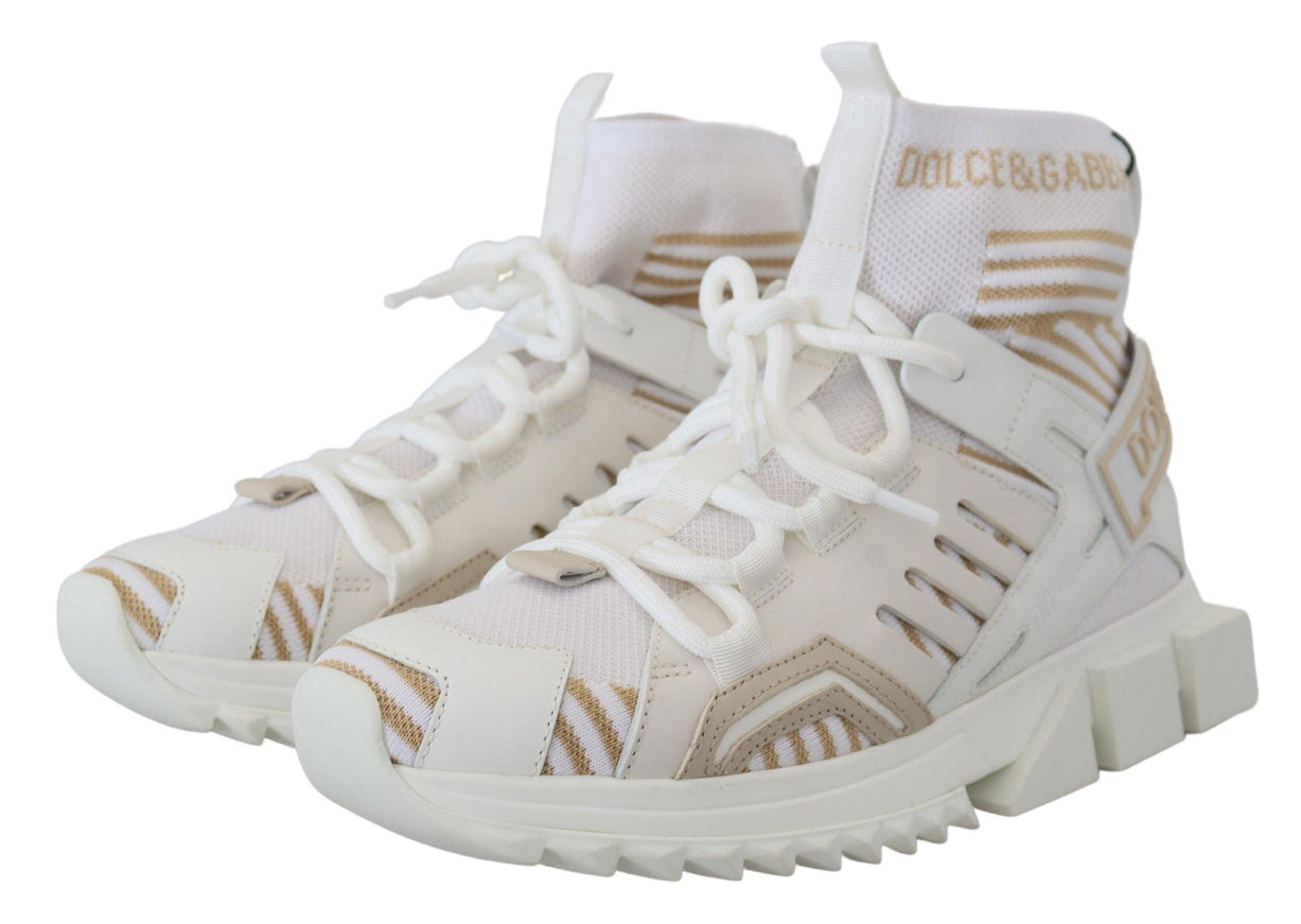 Dolce & Gabbana White Beige Sorrento Sneakers Shoes - Ellie Belle