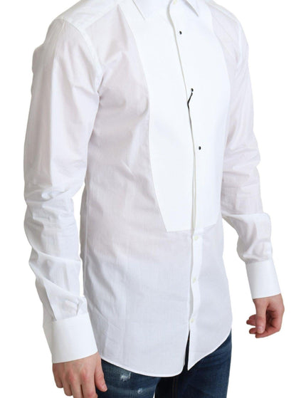 Dolce & Gabbana White Bib Cotton Poplin Men Formal Shirt - Ellie Belle