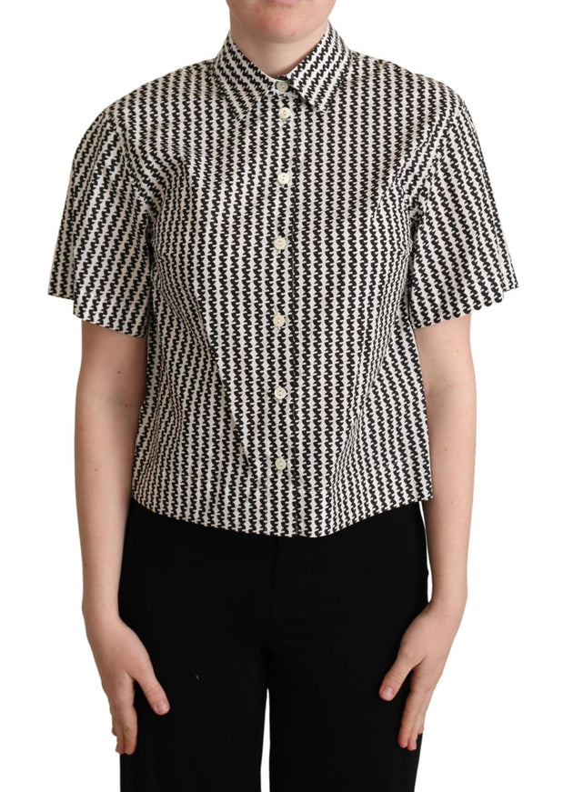 Dolce & Gabbana White Black Fantasy Pattern Shirt - Ellie Belle