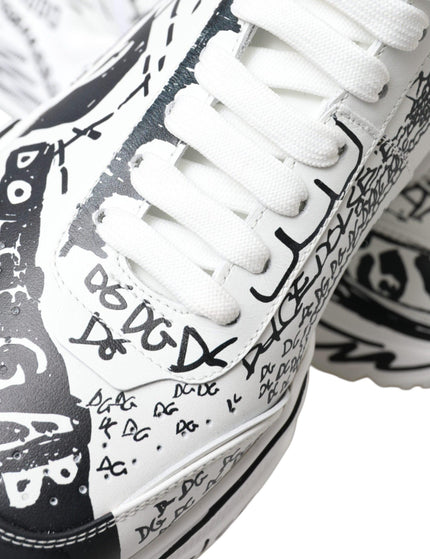 Dolce & Gabbana White Black Graffiti Daymaster Sneakers Shoes - Ellie Belle