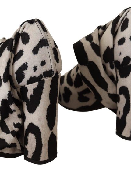 Dolce & Gabbana White Black Leopard Stretch Long Boots - Ellie Belle