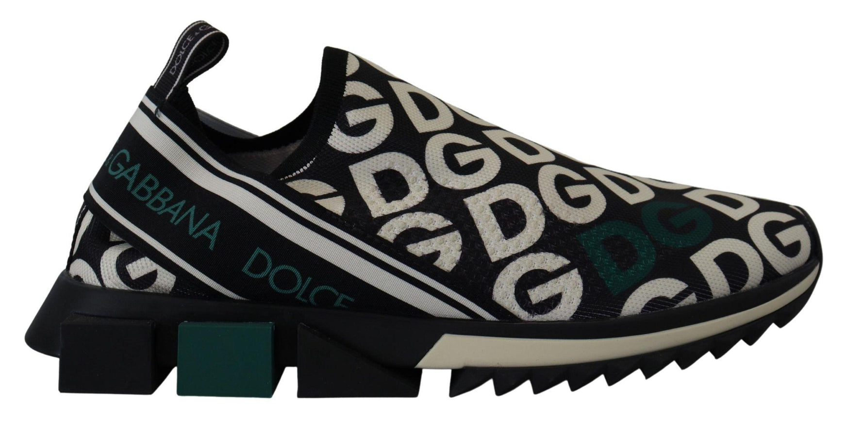 Dolce & Gabbana White Black Logo Mania Sorrento Sneakers Shoes - Ellie Belle