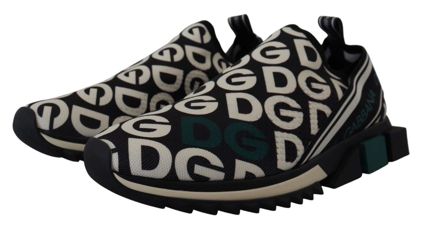 Dolce & Gabbana White Black Logo Mania Sorrento Sneakers Shoes - Ellie Belle