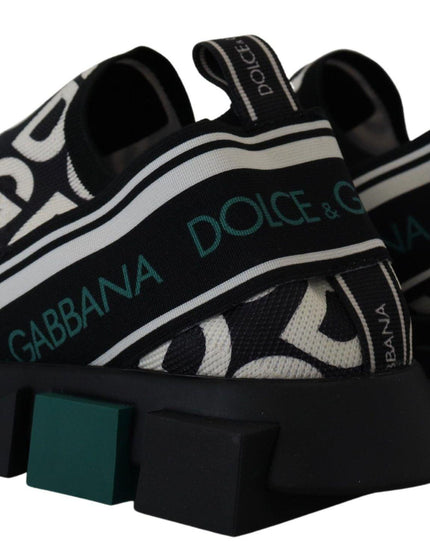 Dolce & Gabbana White Black Logo Mania Sorrento Sneakers Shoes - Ellie Belle