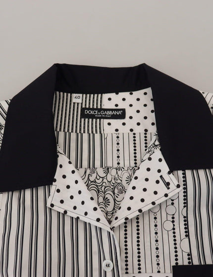 Dolce & Gabbana White Black Patterned Button Down Shirt - Ellie Belle
