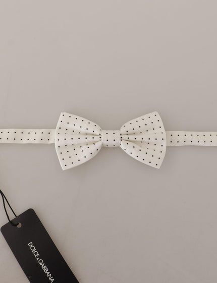 Dolce & Gabbana White Black Polka Dot 100% Silk Neck Papillon Tie - Ellie Belle