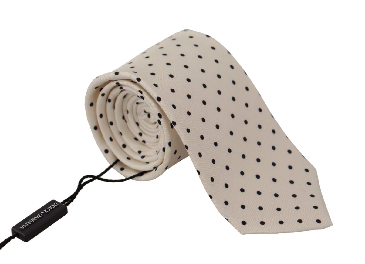 Dolce & Gabbana White Black Polka dots Adjustable Tie - Ellie Belle