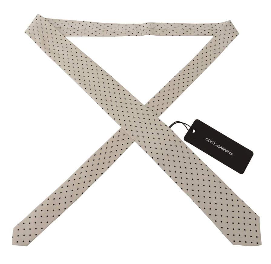 Dolce & Gabbana White Black Polka dots Adjustable Tie - Ellie Belle