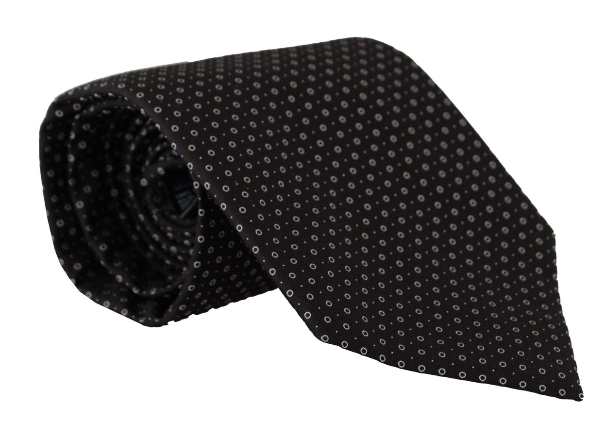 Dolce & Gabbana White Black Polka Dots Necktie Accessory 100% Silk Tie - Ellie Belle