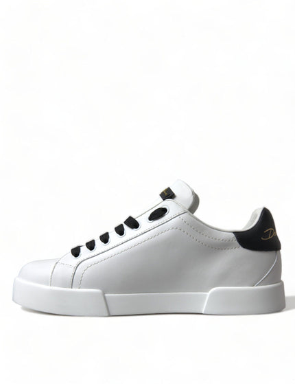 Dolce & Gabbana White Black Portofino Leather Shoes Sneakers - Ellie Belle