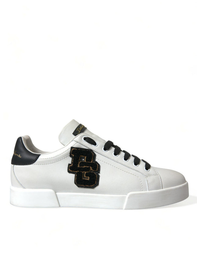 Dolce & Gabbana White Black Portofino Patch Men Sneakers Shoes - Ellie Belle