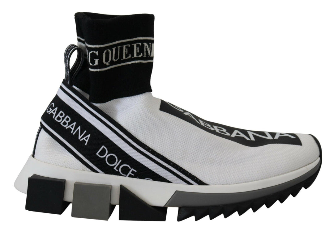 Dolce & Gabbana White Black Sorrento Socks Sneakers Shoes - Ellie Belle