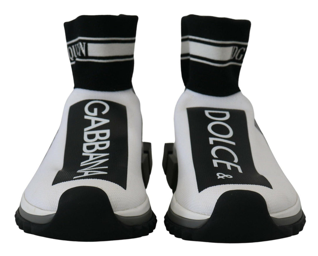 Dolce & Gabbana White Black Sorrento Socks Sneakers Shoes - Ellie Belle