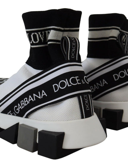 Dolce & Gabbana White Black Sorrento Socks Sneakers Shoes - Ellie Belle