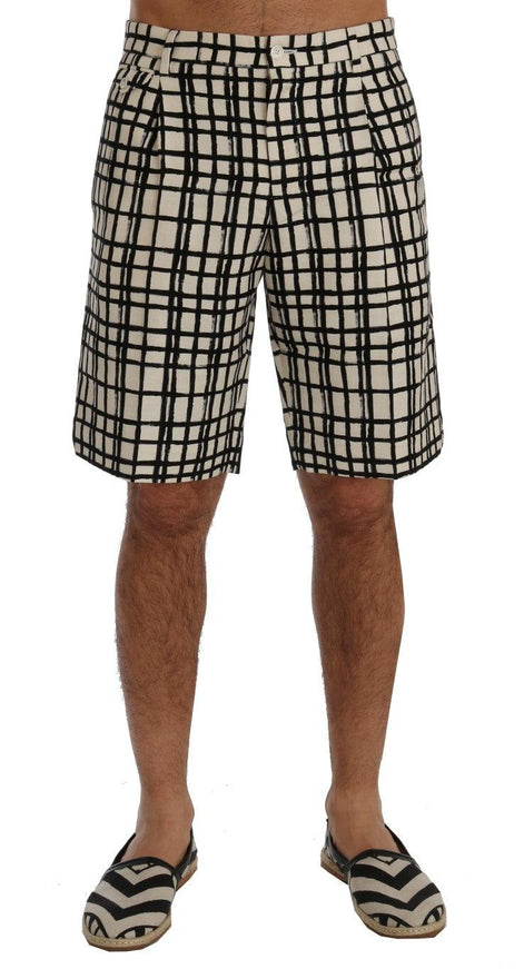 Dolce & Gabbana White Black Striped Casual Shorts - Ellie Belle