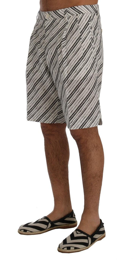 Dolce & Gabbana White Black Striped Casual Shorts - Ellie Belle