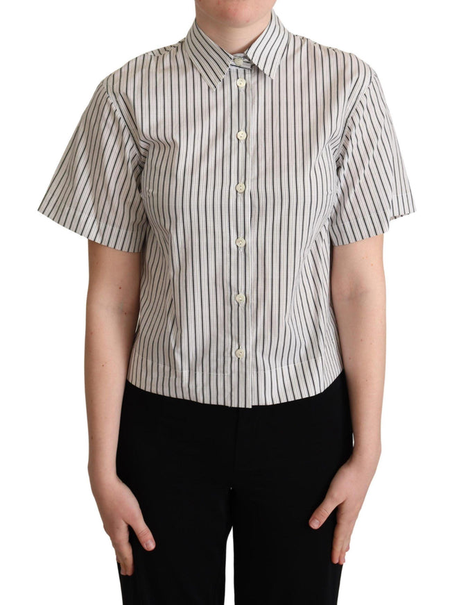 Dolce & Gabbana White Black Striped Collared Shirt - Ellie Belle