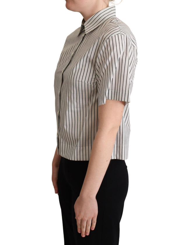 Dolce & Gabbana White Black Striped Collared Shirt - Ellie Belle
