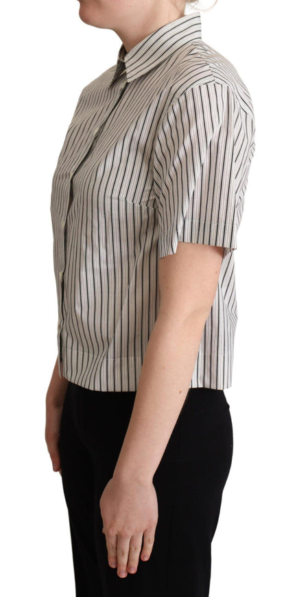 Dolce & Gabbana White Black Striped Collared Shirt - Ellie Belle