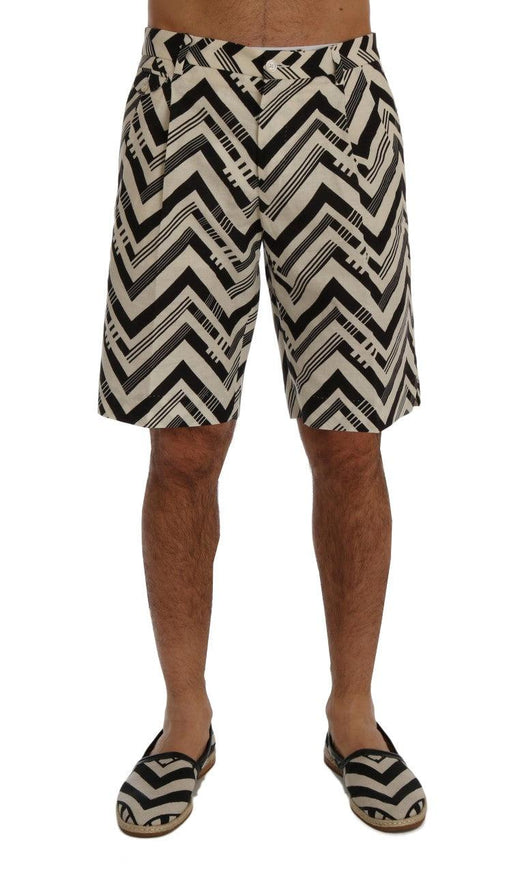 Dolce & Gabbana White Black Striped Cotton Linen Shorts - Ellie Belle