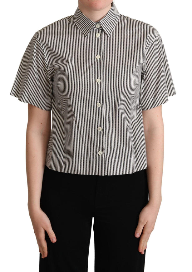 Dolce & Gabbana White Black Striped Cotton Shirt - Ellie Belle