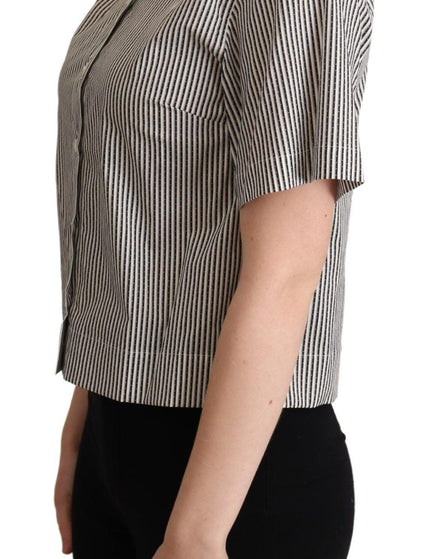 Dolce & Gabbana White Black Striped Cotton Shirt - Ellie Belle
