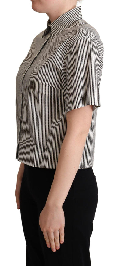 Dolce & Gabbana White Black Striped Cotton Shirt - Ellie Belle