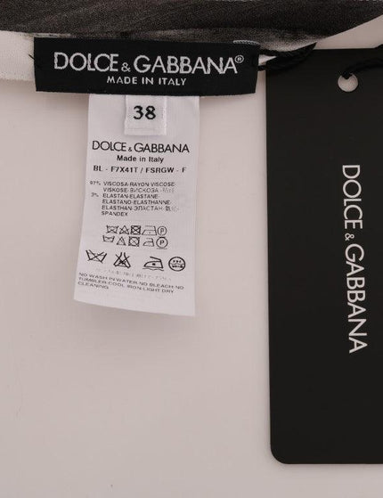 Dolce & Gabbana White Black Striped Printed Blouse Top - Ellie Belle