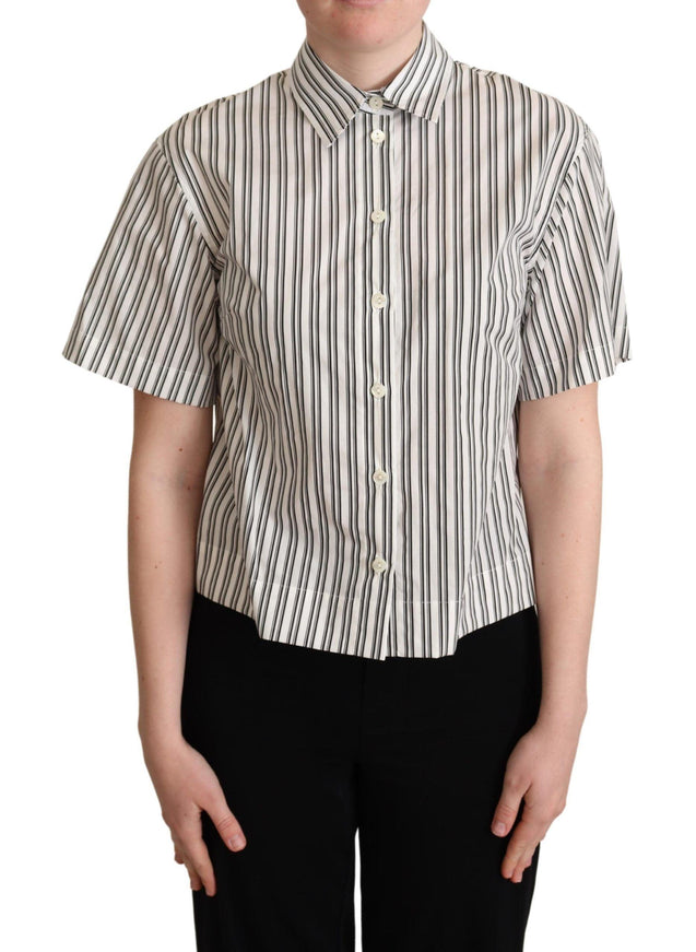 Dolce & Gabbana White Black Striped Shirt Blouse Top - Ellie Belle