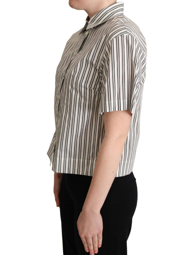 Dolce & Gabbana White Black Striped Shirt Blouse Top - Ellie Belle