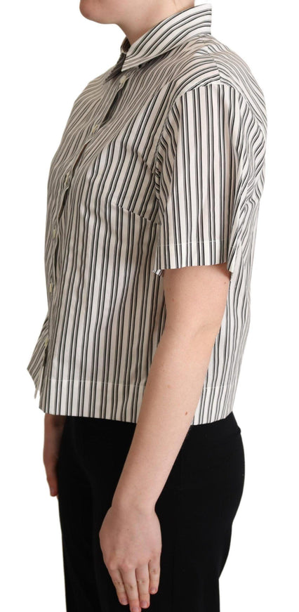 Dolce & Gabbana White Black Striped Shirt Blouse Top - Ellie Belle