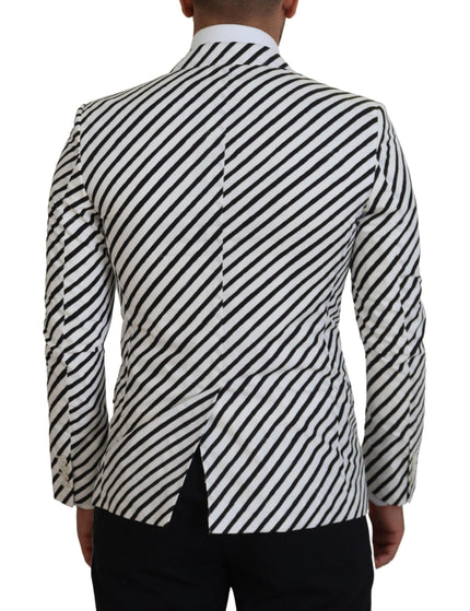 Dolce & Gabbana White Black Striped Slim Fit Jacket Blazer - Ellie Belle