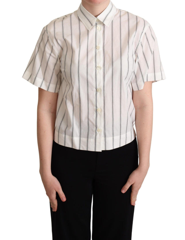 Dolce & Gabbana White Black Stripes Collared Shirt Top - Ellie Belle