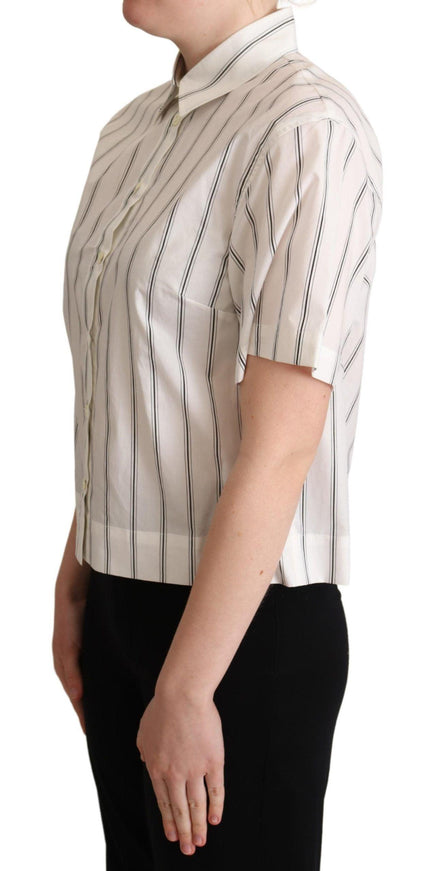 Dolce & Gabbana White Black Stripes Collared Shirt Top - Ellie Belle