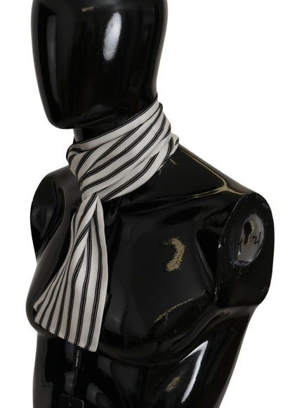 Dolce & Gabbana White Black Stripes Scarf Neck Wrap Shawl Silk - Ellie Belle