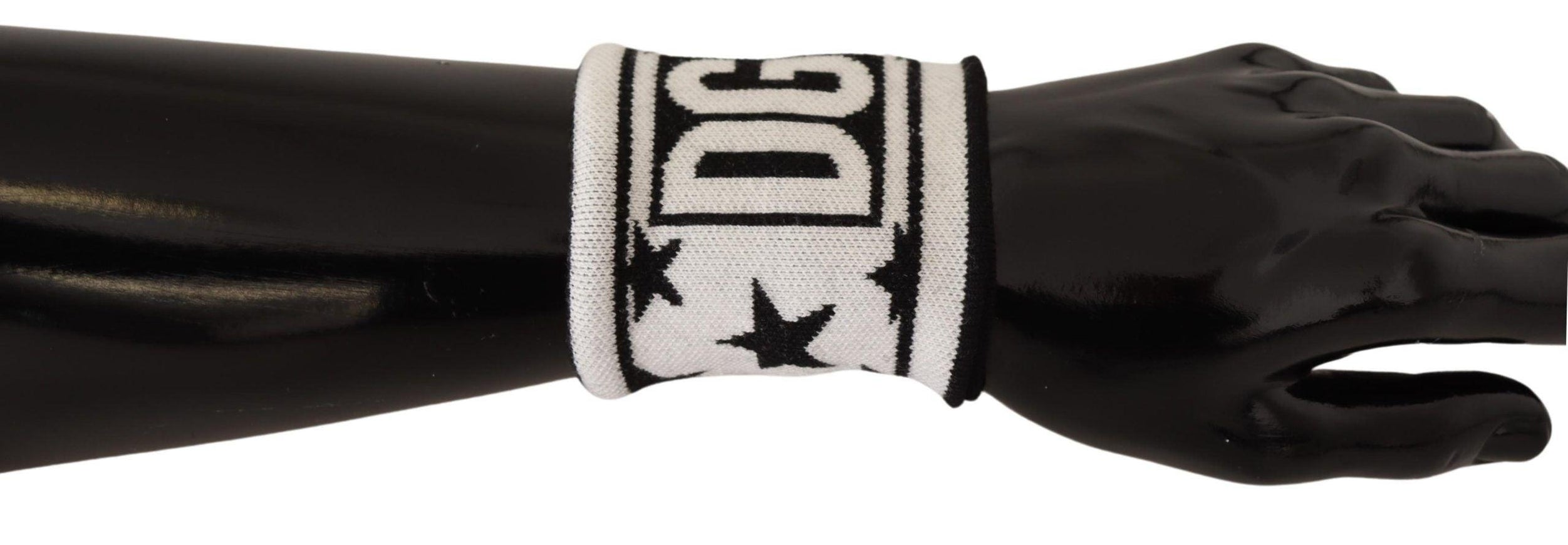 Dolce & Gabbana White Black Wool Logo #DGMILLENNIALS Wristband - Ellie Belle