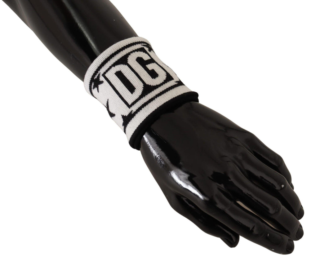 Dolce & Gabbana White Black Wool Logo #DGMILLENNIALS Wristband - Ellie Belle