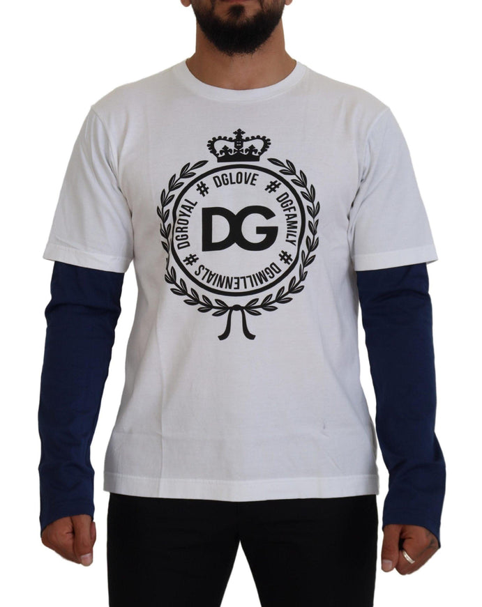 Dolce & Gabbana White Blue DG Crown Pullover Sweater - Ellie Belle