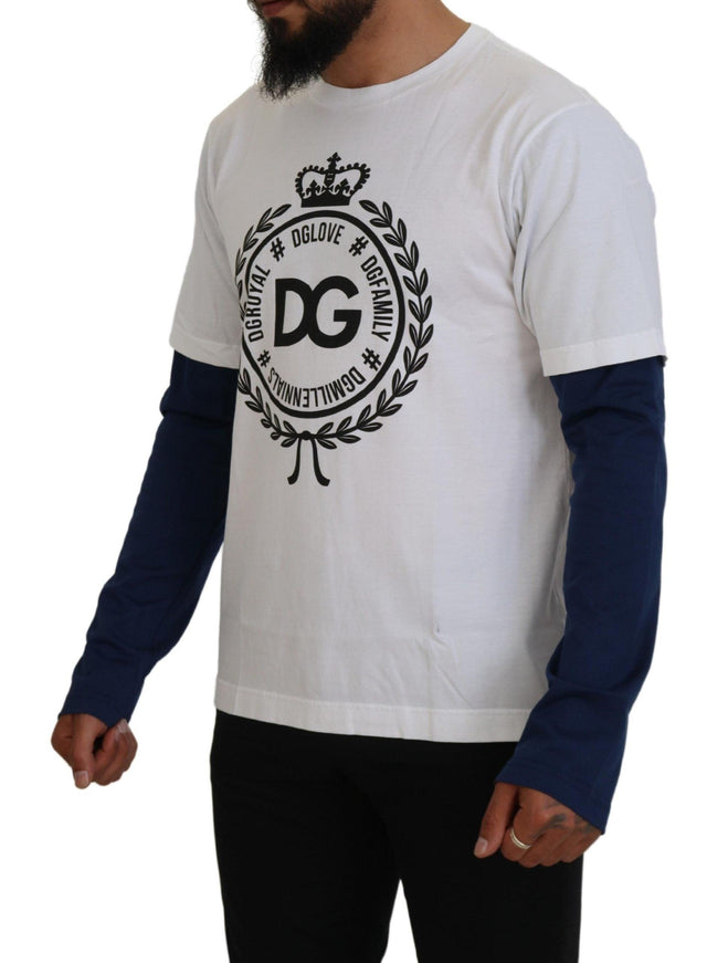 Dolce & Gabbana White Blue DG Crown Pullover Sweater - Ellie Belle