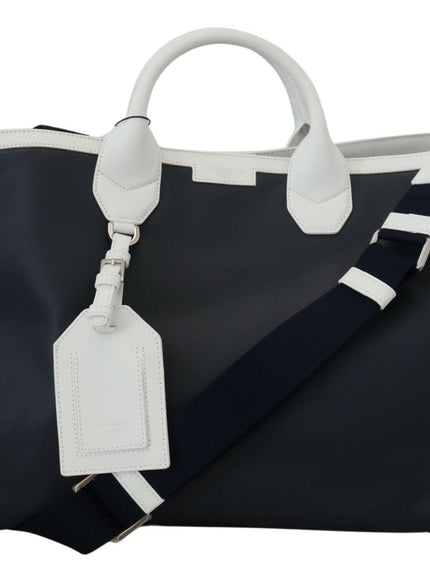 Dolce & Gabbana White Blue Leather Shopping Tote Bag - Ellie Belle