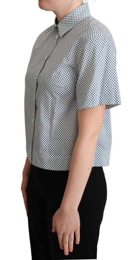 Dolce & Gabbana White Blue Polka Dot Cotton Shirt - Ellie Belle