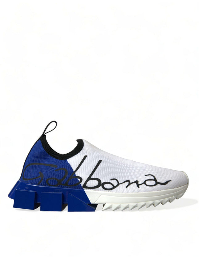 Dolce & Gabbana White Blue Sorrento Low Top Men Casual Sneakers Shoes - Ellie Belle