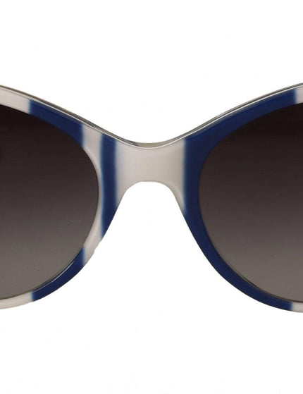 Dolce & Gabbana White Blue Stripe Full Frame Plastic Sunglasses - Ellie Belle