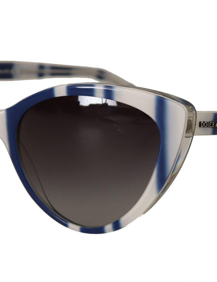 Dolce & Gabbana White Blue Stripe Full Frame Plastic Sunglasses - Ellie Belle