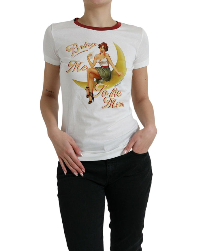 Dolce & Gabbana White Bring Me To The Moon T-shirt Top - Ellie Belle